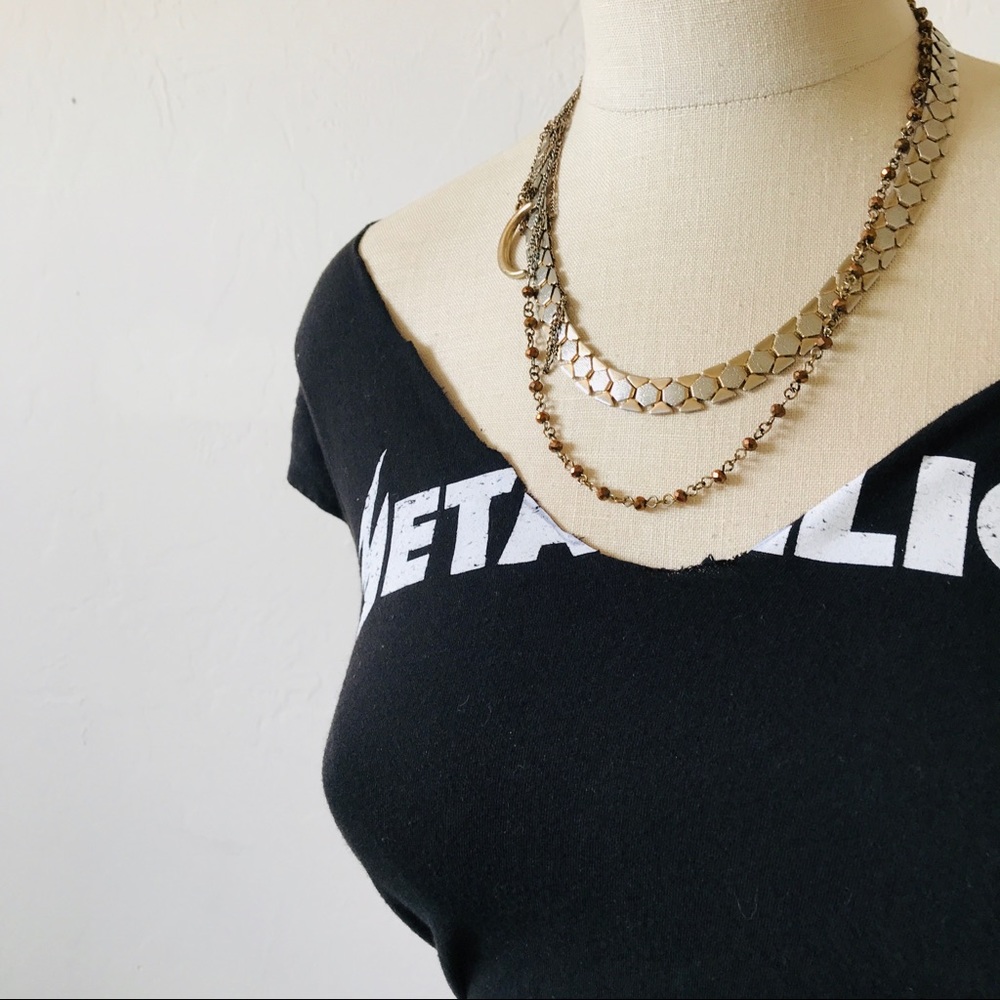 SOLD Restyled Off Shoulder Cut Up Metallica Tee - Picture 5 of 5